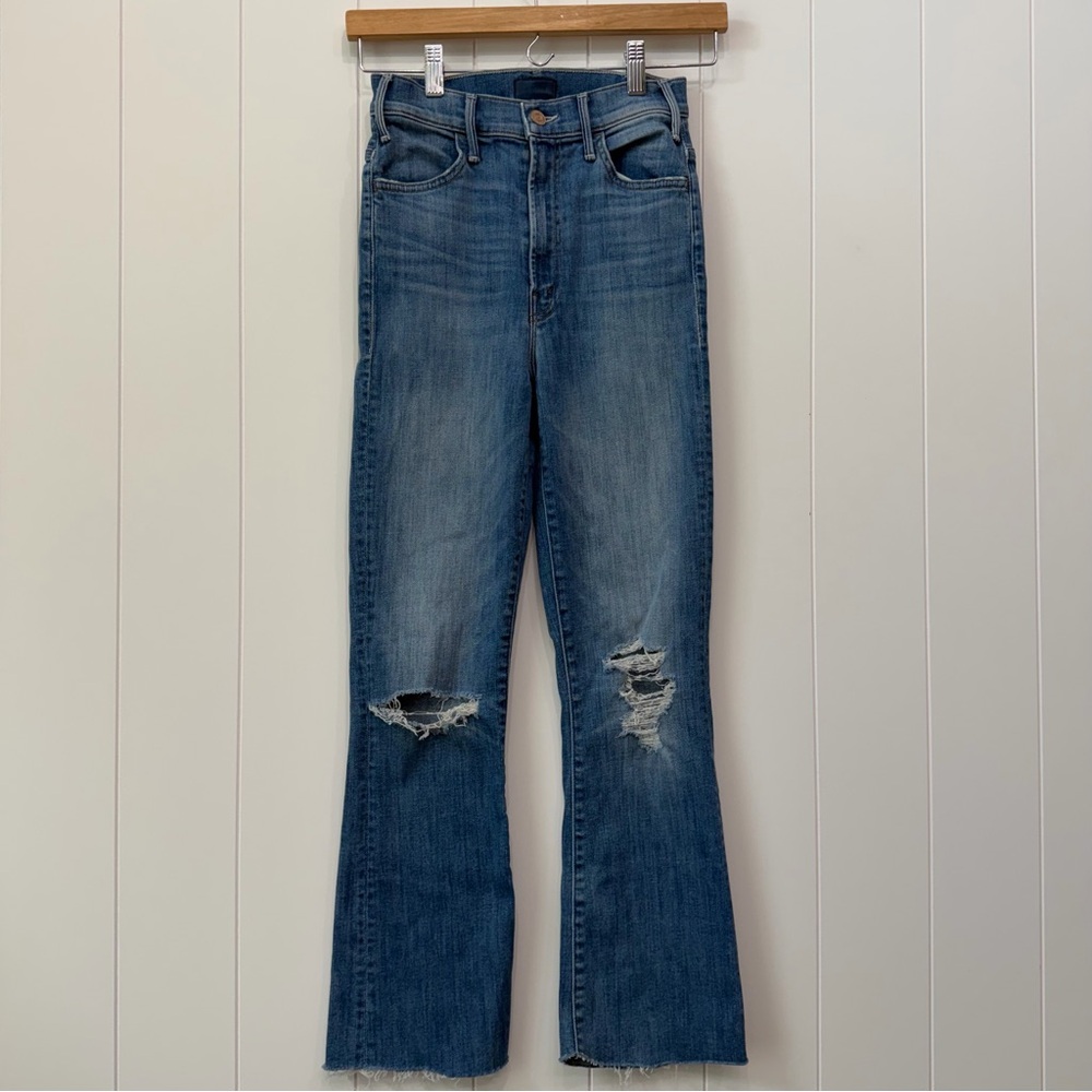 MOTHER The Hustler Ankle Chew Denim Jean The Mums The Word Wash Cropped Flare 24